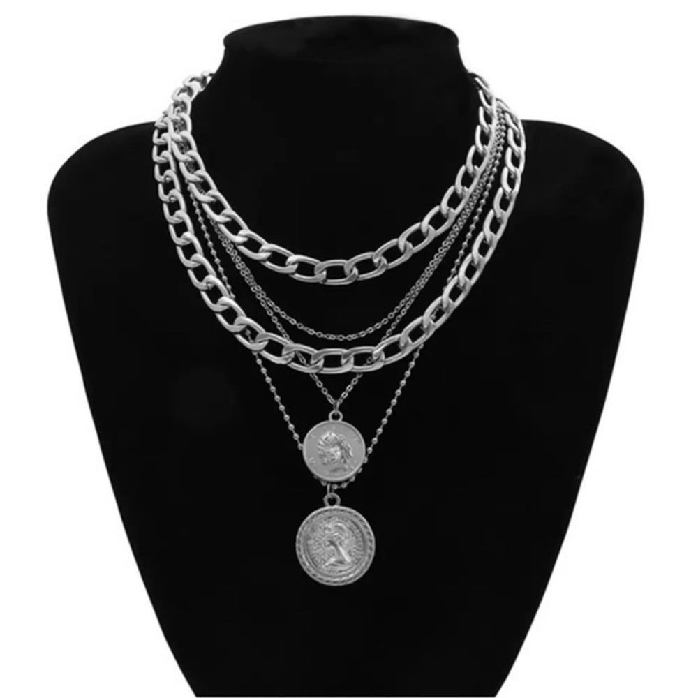 Coin multiple chain necklace